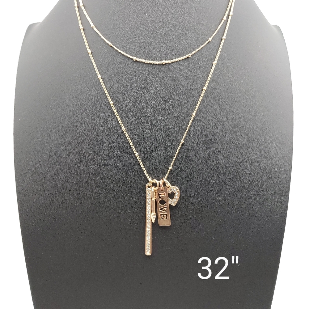 Apt 9 "Make your own" long gold tone station chain and 4 pendants to mix & match